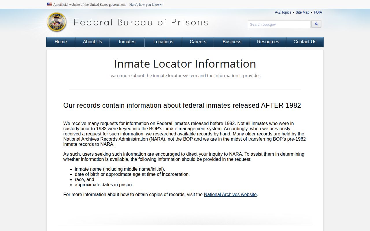 Federal custody release record guidance for Chatham County