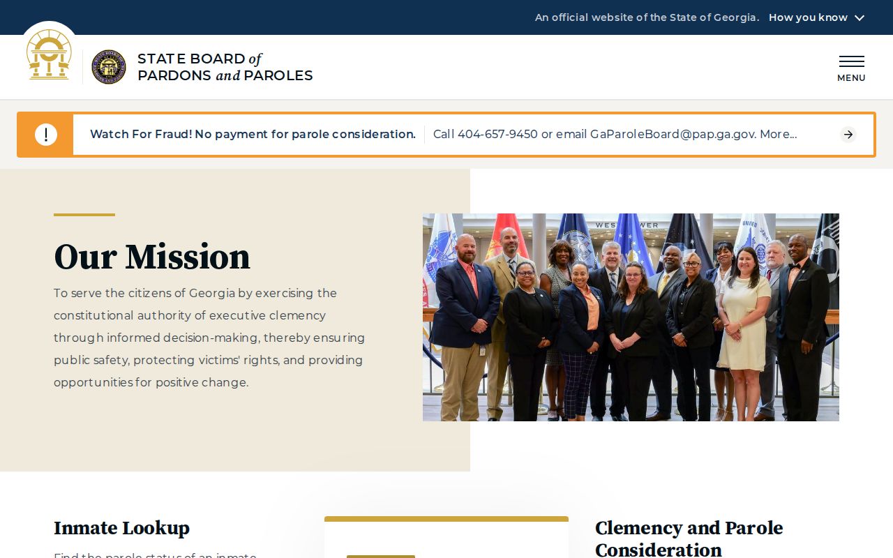 Chatham County parole and probation lookup links on the Georgia Parole Board site