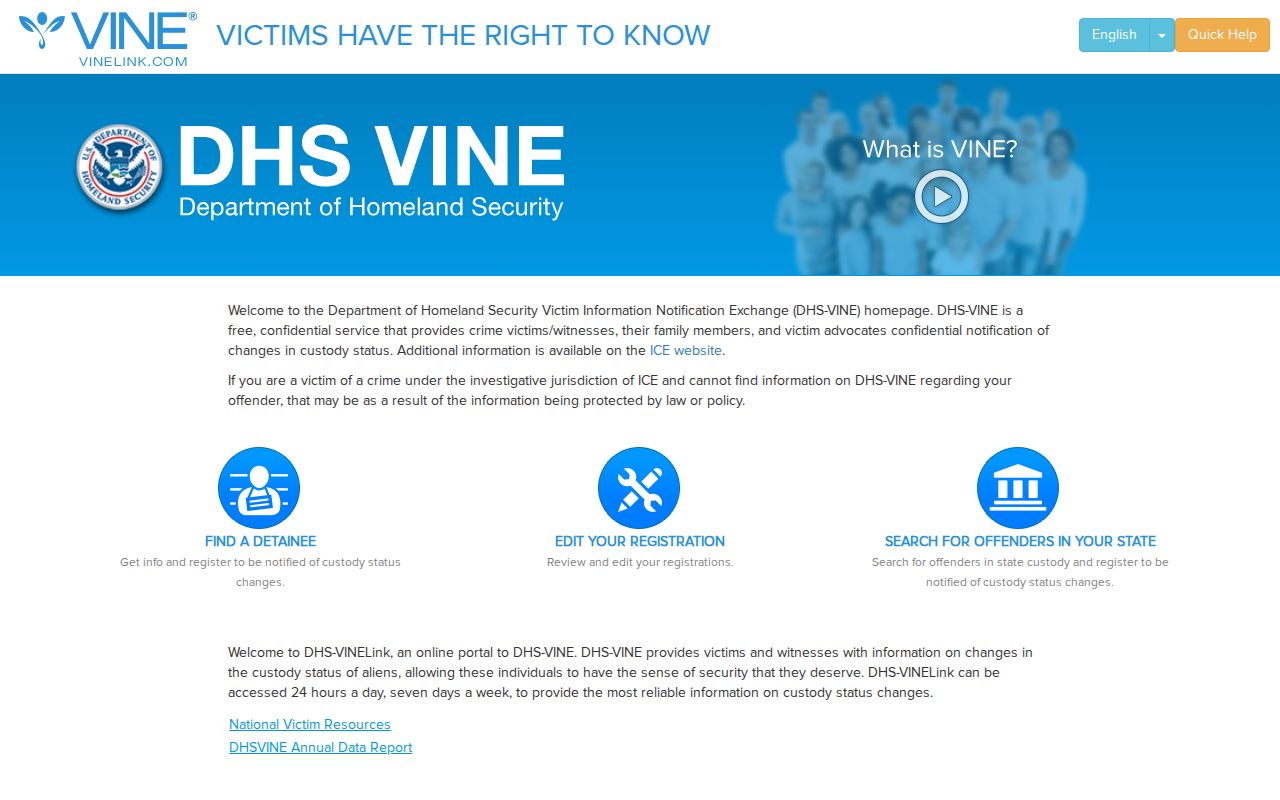DHS-VINELink immigration custody release notification